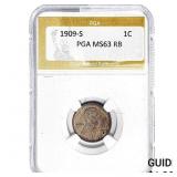 1909-S Wheat Cent PGA MS63 RB