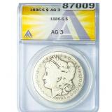 1886-S Morgan Silver Dollar ANACS AG3