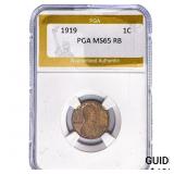 1919 Wheat Cent PGA MS65 RB