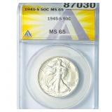 1945-S Walking Liberty Half Dollar ANACS MS65