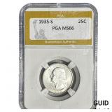 1935-S Washington Silver Quarter PGA MS66