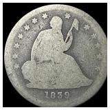 1839 Silver Seated Liberty Quarter NICELY CIRCULAT