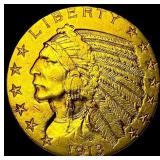 1913 Indian Head $5 Gold Half Eagle CLOSELY UNCIRC