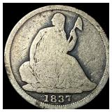 1837 Silver Seated Liberty Half Dime No Stars  NI