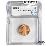 2010-D Lincoln Shield Penny ICG MS67 RD