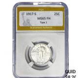 1917-S Standing Liberty Quarter PGA MS65 FH Type 1