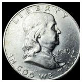 1949-D Silver Half Dollar Franklin CLOSELY UNCIRCU