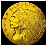 1915 Indian Head Gold $2.5 Quarter Eagle CLOSELY U