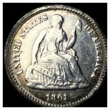 1861 Silver Half Dime NEARLY UNCIRCULATED