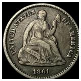 1861 Seated Liberty Half Dime NEARLY UNCIRCULATED