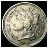 1865 Nickel Three-Cent Piece CLOSELY UNCIRCULATED