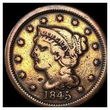 1845 Braided Hair Large Cent ABOUT UNCIRCULATED