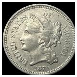 1873 Nickel Three-Cent Piece CLOSELY UNCIRCULATED