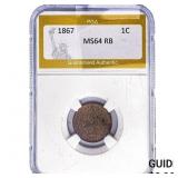 1867 Indian Head Cent PGA MS64 RB