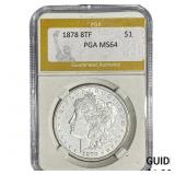 1878 8TF Morgan Silver Dollar PGA MS64
