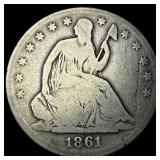 1861-O Silver Seated Liberty Half Dollar  NICELY
