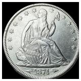1874 Arrows Silver Seated Liberty Half Dollar  CL