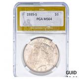 1935-S Silver Peace Dollar PGA MS64