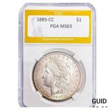 1885-CC Morgan Silver Dollar PGA MS63