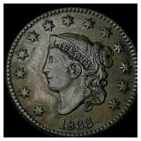 1833 Coronet Head Large Cent NEARLY UNCIRCULATED