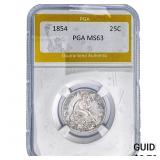 1854 Seated Liberty Quarter PGA MS63