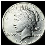 1921 Silver Peace Dollar NEARLY UNCIRCULATED