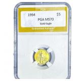 1994 1/10oz $5 Gold Eagle PGA MS70