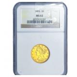 1895 $5 Gold Half Eagle NGC MS62