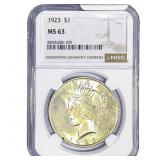 1923 Silver Peace Dollar NGC MS63