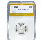 1916 Mercury Silver Dime PGA MS64 FB