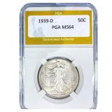 1939-D Walking Liberty Half Dollar PGA MS64