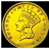 1857 Gold $1 Indian Princess Head NEARLY UNCIRCULA