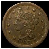 1849 Braided Hair Large Cent LIGHTLY  CIRCULATED