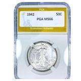 1942 Walking Liberty Half Dollar PGA MS66