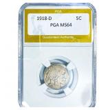 1918-D Buffalo Nickel PGA MS64