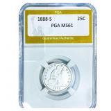 1888-S Seated Liberty Quarter PGA MS61