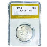 1950-D Franklin Half Dollar PGA MS66 FBL