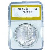 1878 Rev 79 Morgan Silver Dollar PGA MS63