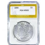 1890 Morgan Silver Dollar PGA MS65