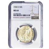 1944-S Walking Liberty Half Dollar NGC MS64