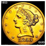 1853 $5 Gold Half Eagle CHOICE AU