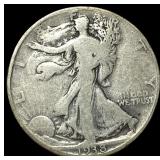 1938-D Silver Walking Liberty Half Dollar  LIGHTL