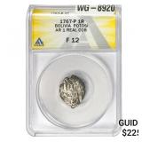 1767-P Bolivia Potosi Silver 1 Real Cob ANACS F12