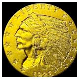 1928 Indian Head Gold $2.50 Quarter Eagle CLOSELY