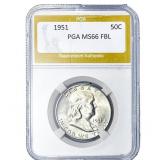1951 Franklin Half Dollar PGA MS66 FBL