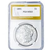 1891 Morgan Silver Dollar PGA MS63