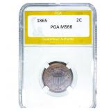 1865 2 Cent Shield PGA MS66