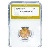 1909 VDB Wheat Cent PGA MS64+ RD