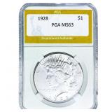 1928 Silver Peace Dollar PGA MS63