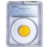 1856-S $3 Gold Piece PCGS VG10